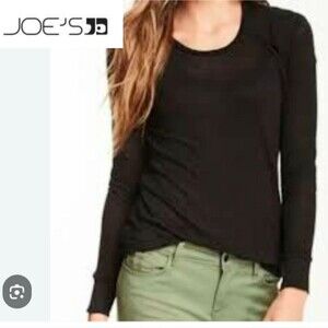 NWT Joe’s Jeans Sheer Black Shoulder Detail Lightweight Long Sleeve Top  M